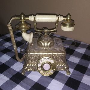 Vintage brass, gold tone rotary French phone